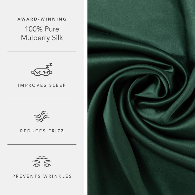 Fishers Finery 25mm 100% Pure Mulberry Silk Pillowcase (Dark Green King 2 Pack) - Image 5